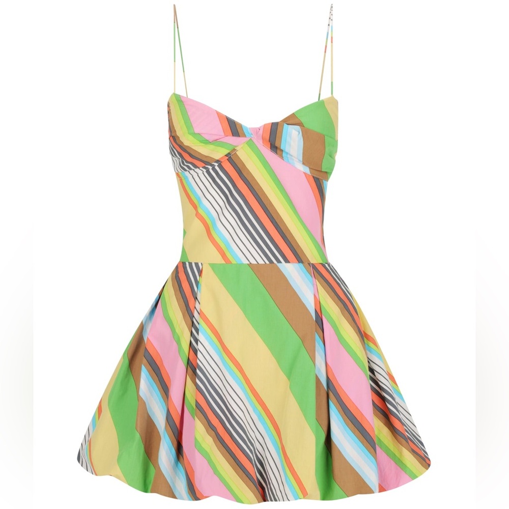 Anthropologie SWF NWT Fitted Balloon Mini Dress Cotton Stripe La Fiesta Medium - Picture 3 of 13